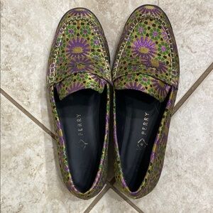 Katy Perry Floral Loafers in Green and Purple